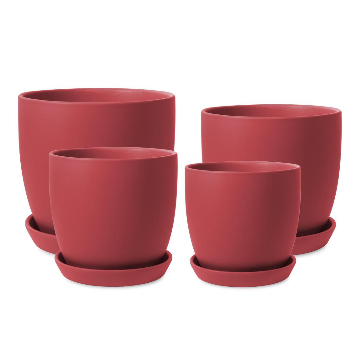 Tulip Pot with Saucer - Raspberry