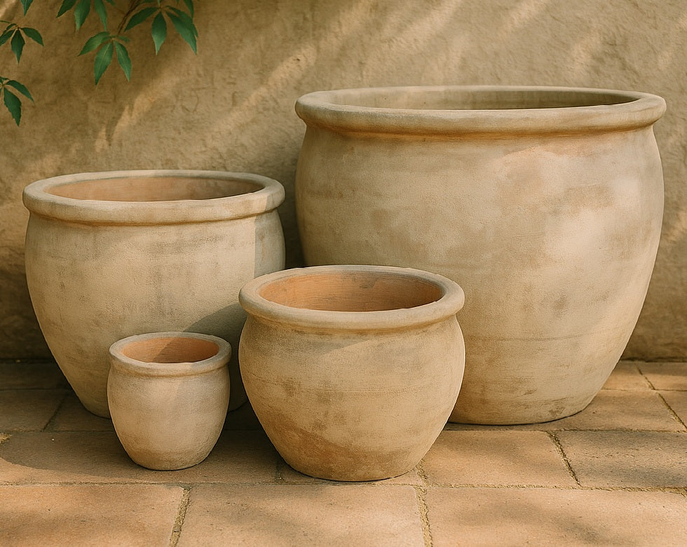 Antique Terracotta Pot - Tall Flat Rim