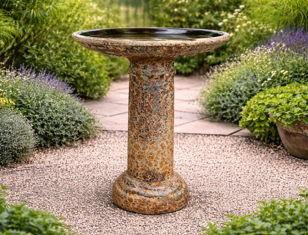 Bird Bath - Ceramic Bubble Rust