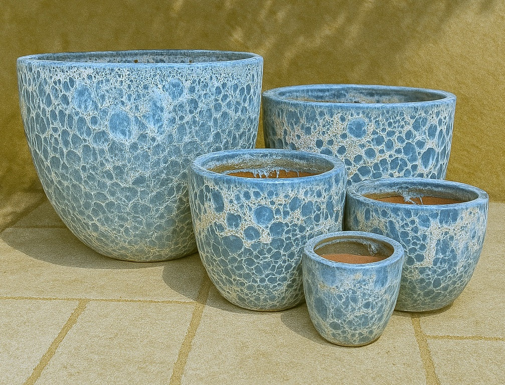 Ceramic Tall Egg Pot - Bubble Aqua
