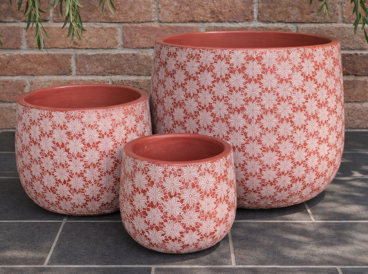 Decor Bunge Daisy Pot - Red