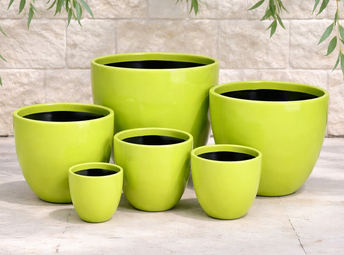 Decor Tall Egg Pot - Gloss Lime Green