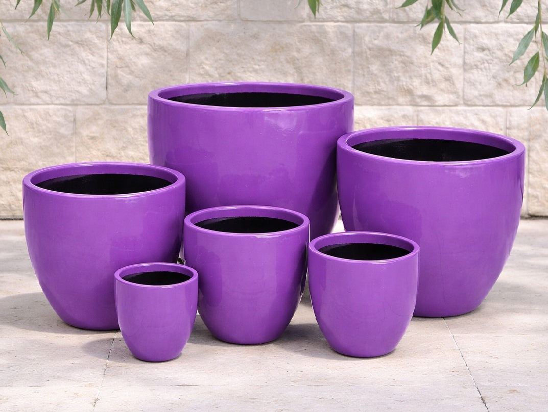 Decor Tall Egg Pot - Gloss Purple