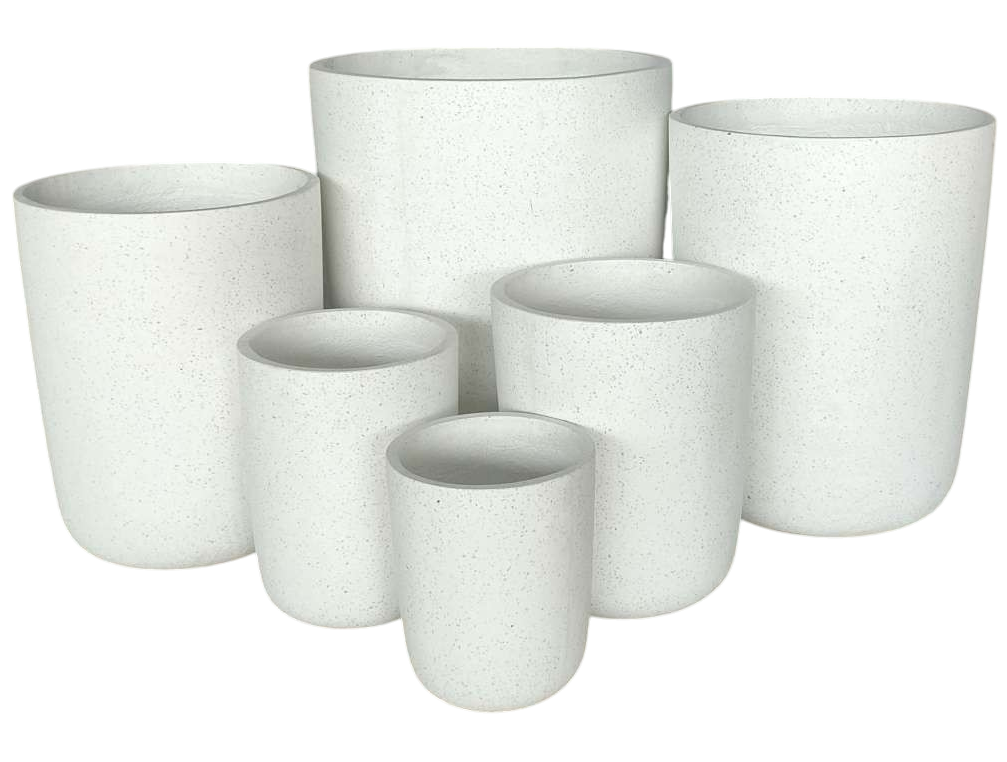 Long John Fibrecrete Pot - Terrazzo White