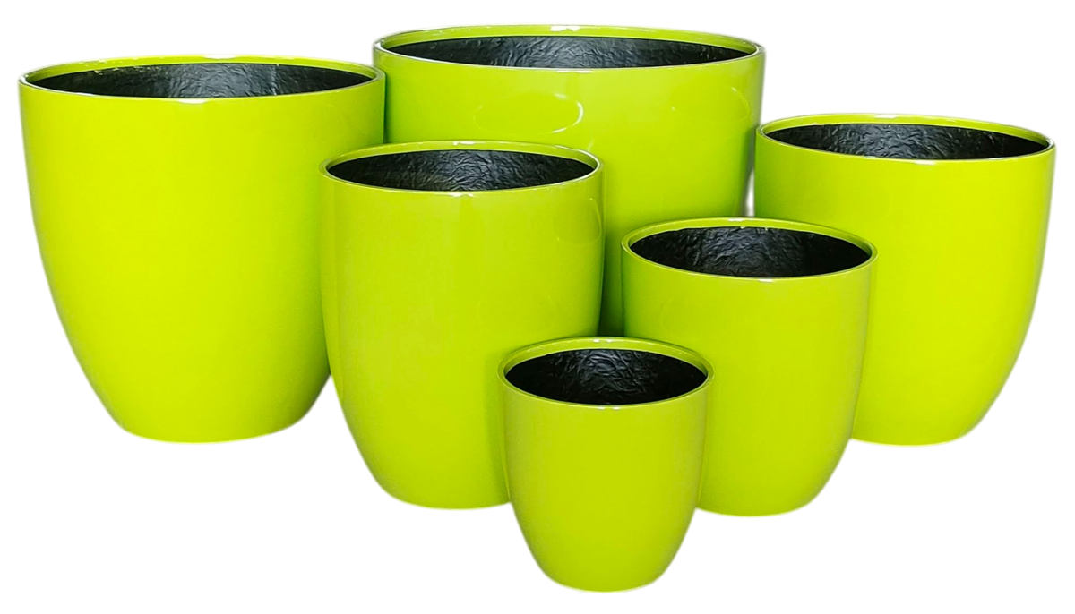 Egg Fibreglass Pot - Gloss Lime Green