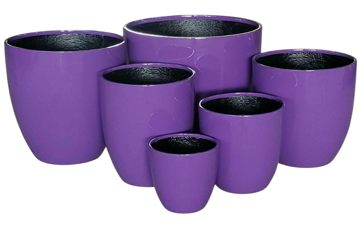 Egg Fibreglass Pot - Gloss Purple