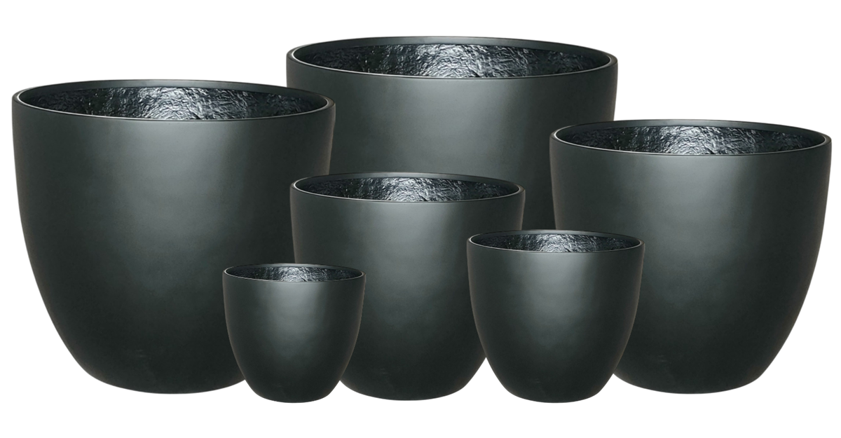 Egg Fibreglass Pot - Matt Black