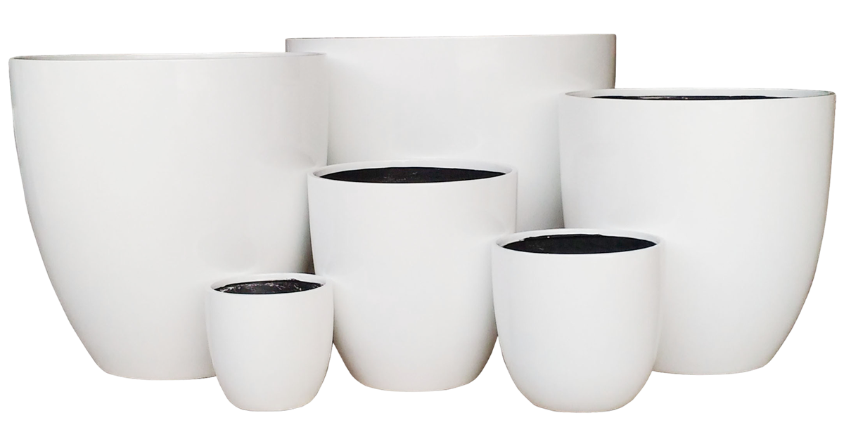 Egg Fibreglass Pot - Matt White