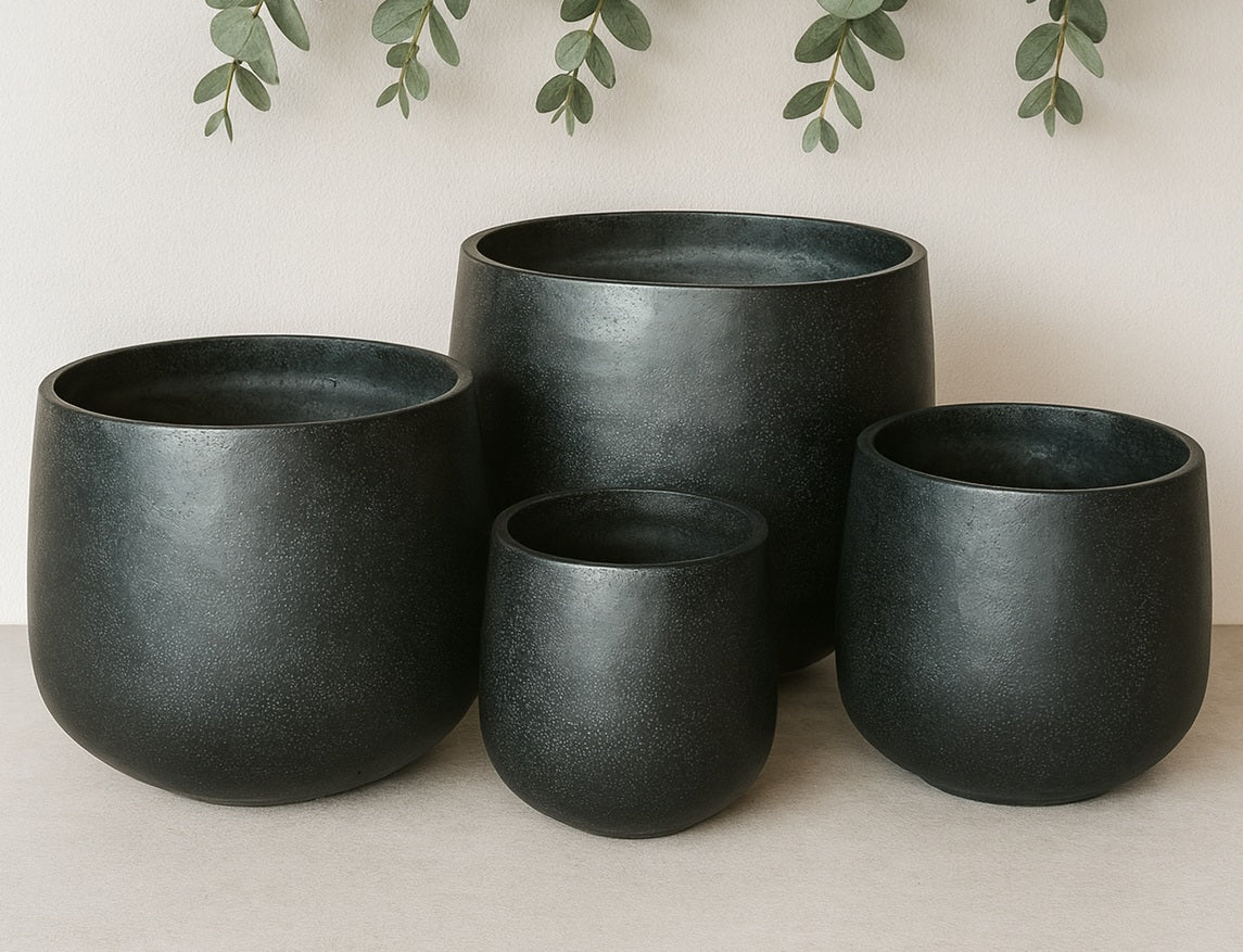 Bunge Fibrecrete Pot - Terrazzo Black