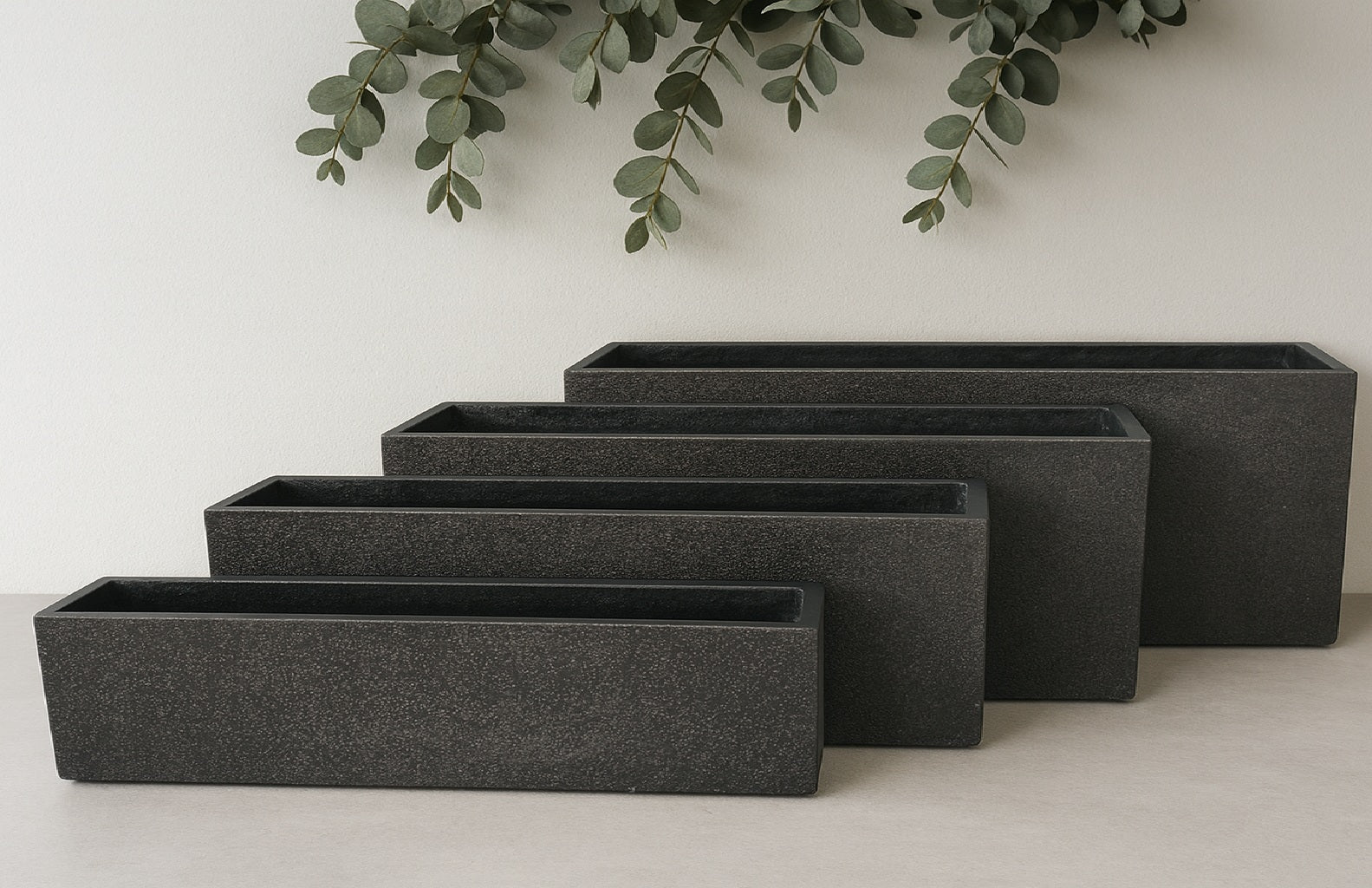 Huge Rectangle Fibrecrete Pot - Terrazzo Black