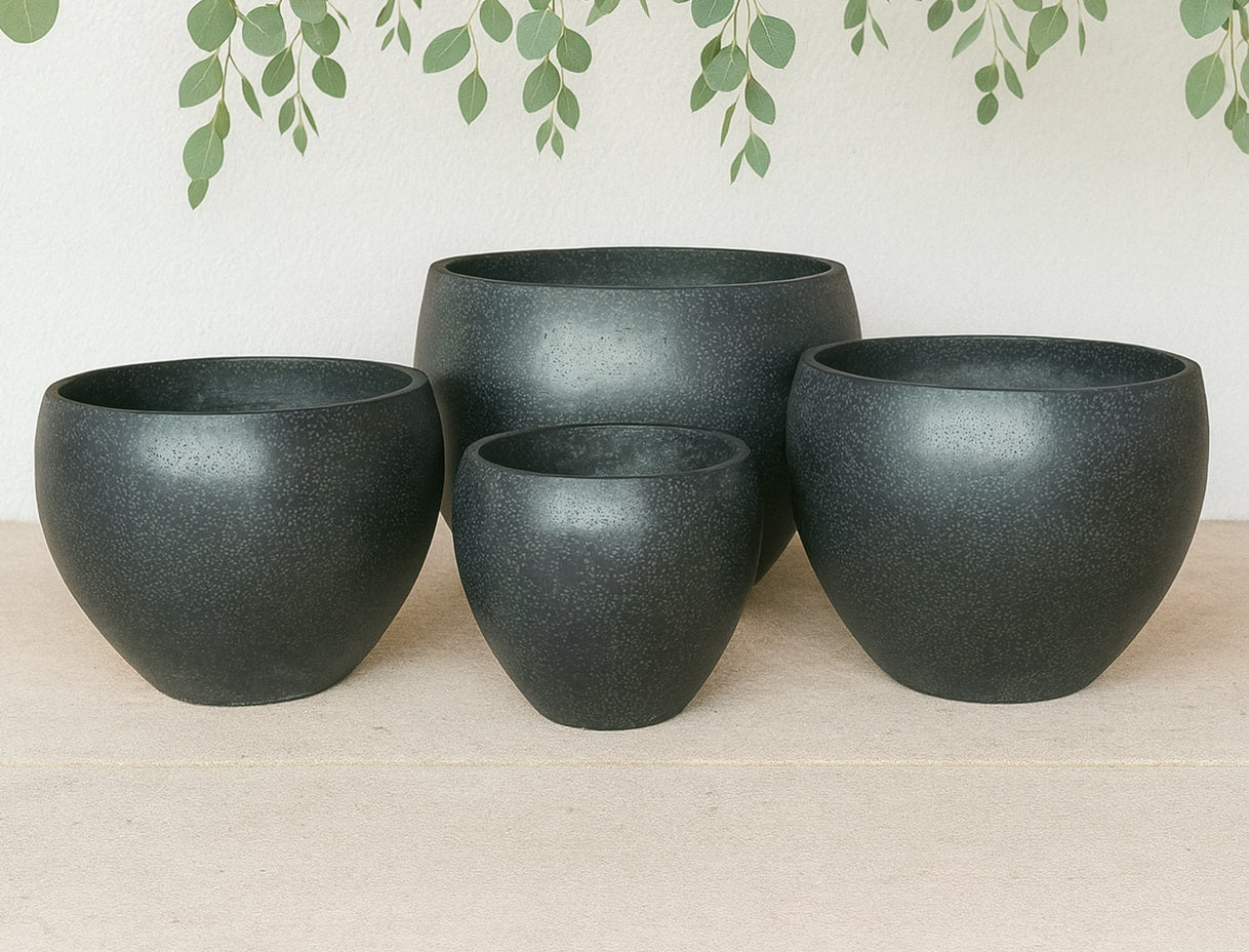 Kona Fibrecrete Pot - Terrazzo Black