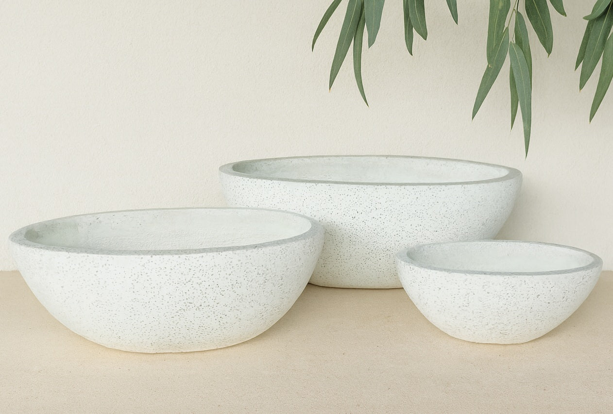 Oval Fibcrete Pot - Terrazzo White