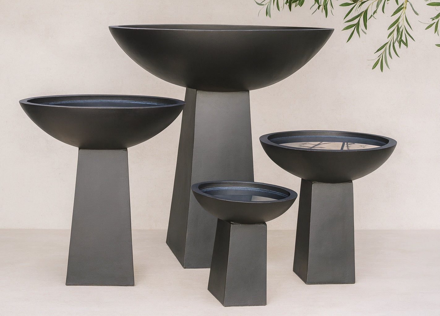 Suzi Glass-Reinforced Concrete Bowl and Stand - Charcoal