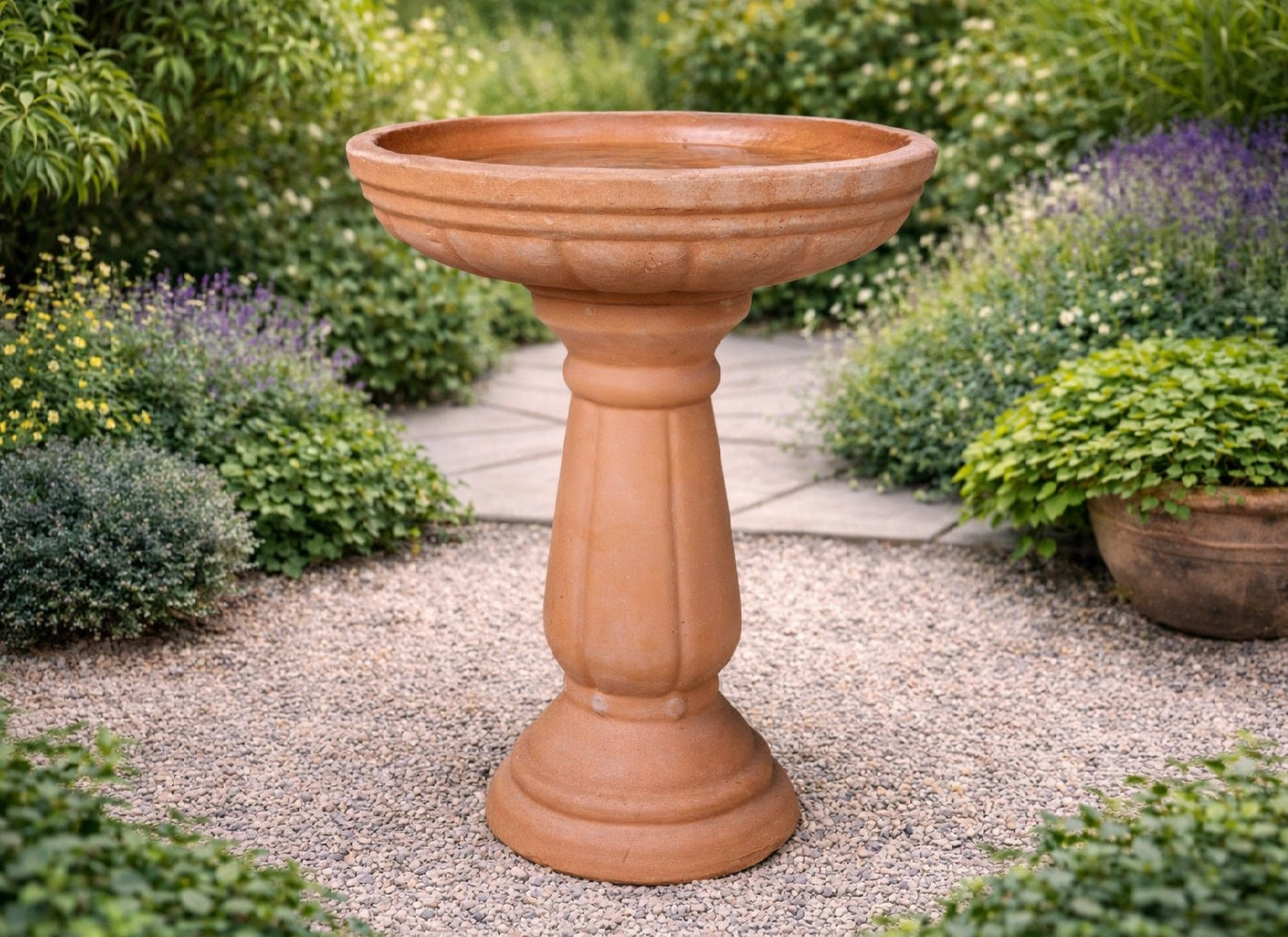 Bird Bath - Terracotta Rib