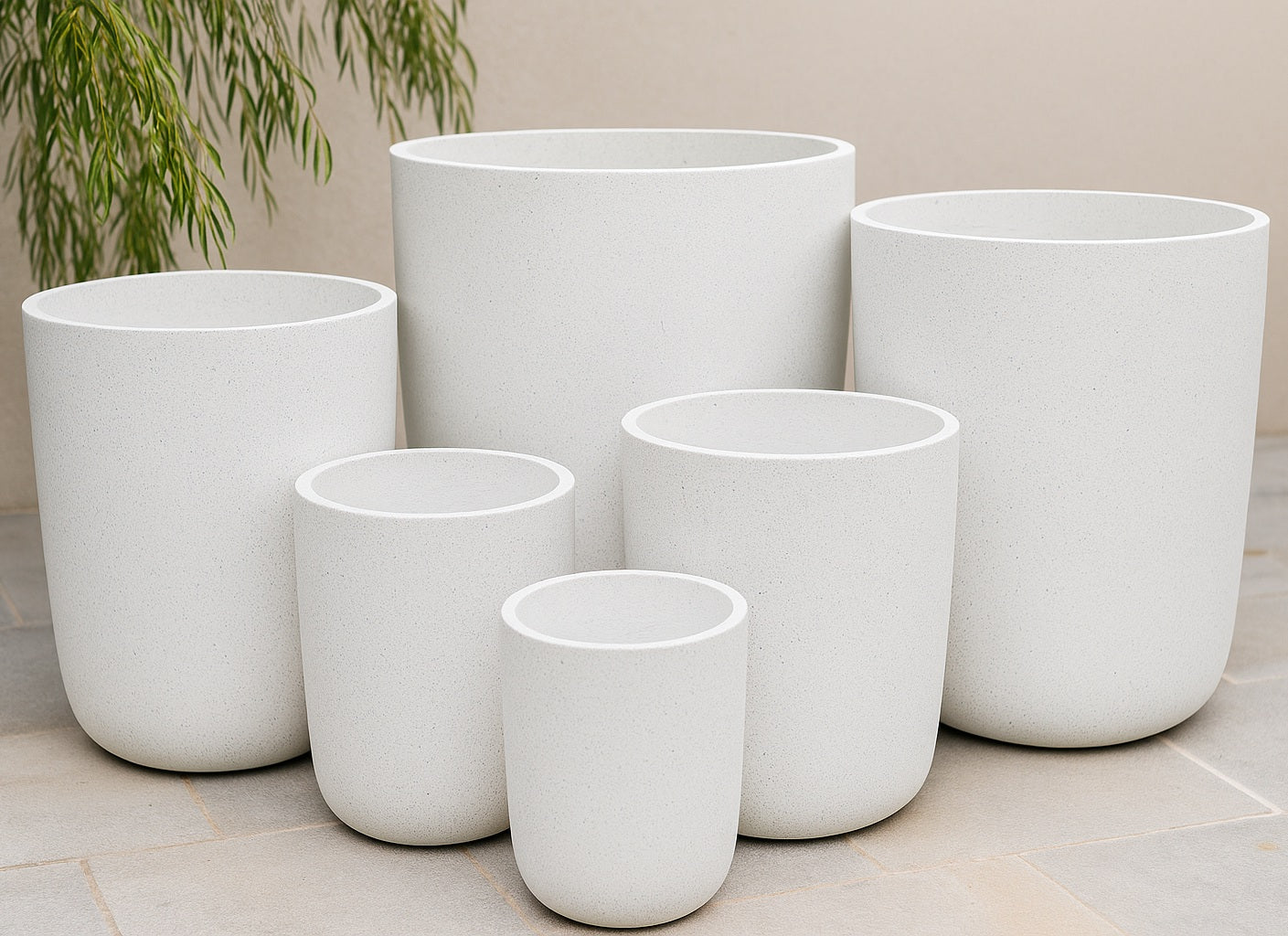 Long John Fibrecrete Pot - Terrazzo White