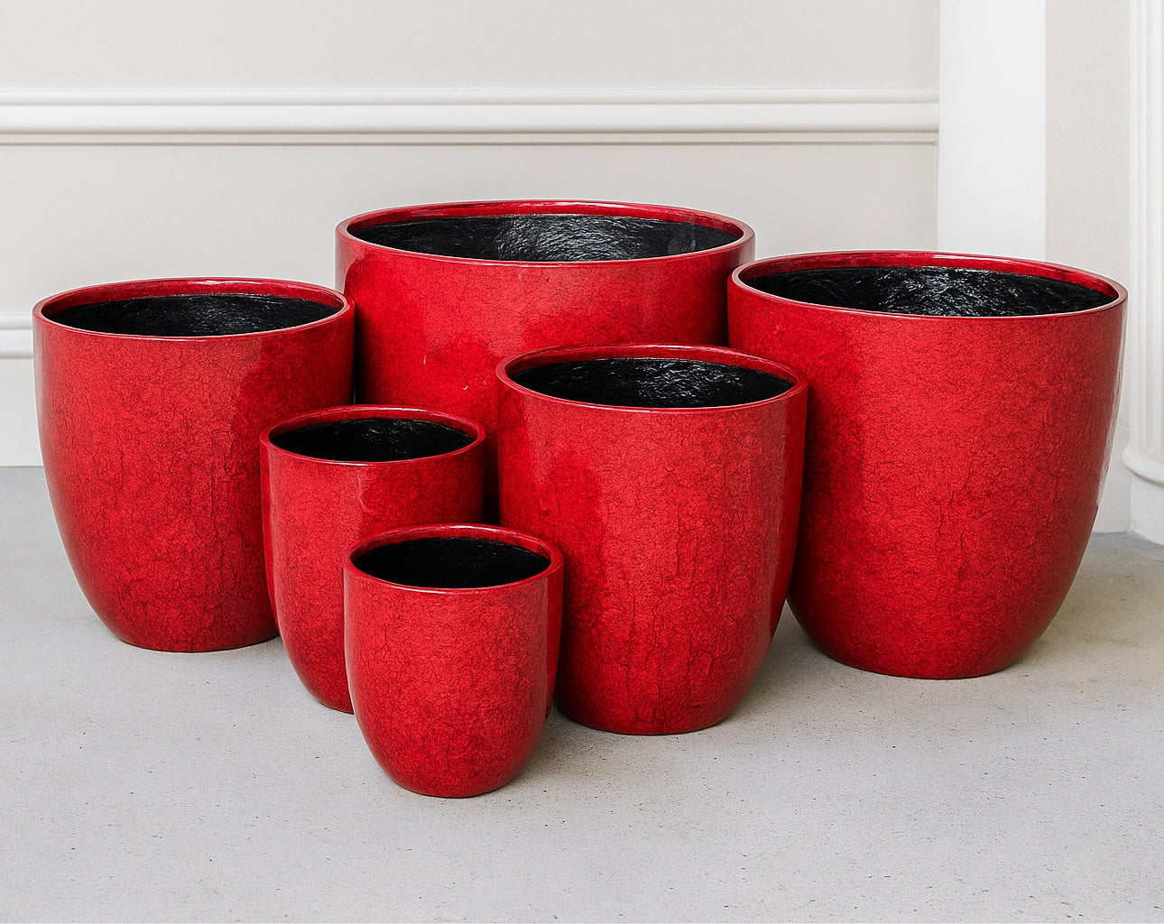 Egg Fibreglass Pot - Gloss Juicy Red