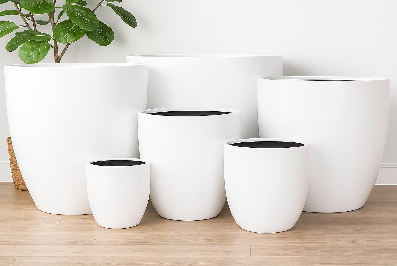 Egg Fibreglass Pot - Matt White