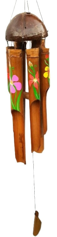 Wind Chime Bamboo Painted Flower