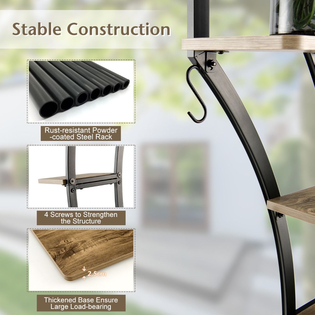 Plant Stand - 6-Tier Crescent Plant Tower