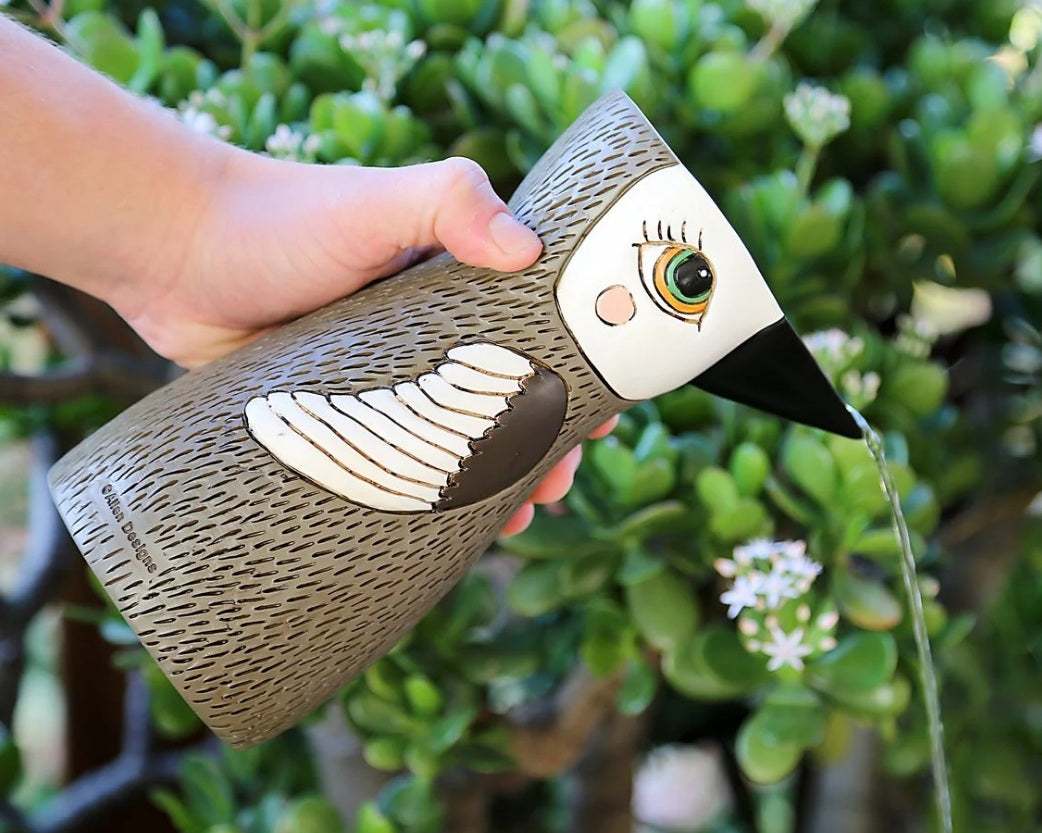 Allen Designs Watering Can Planter - Bird - Brown