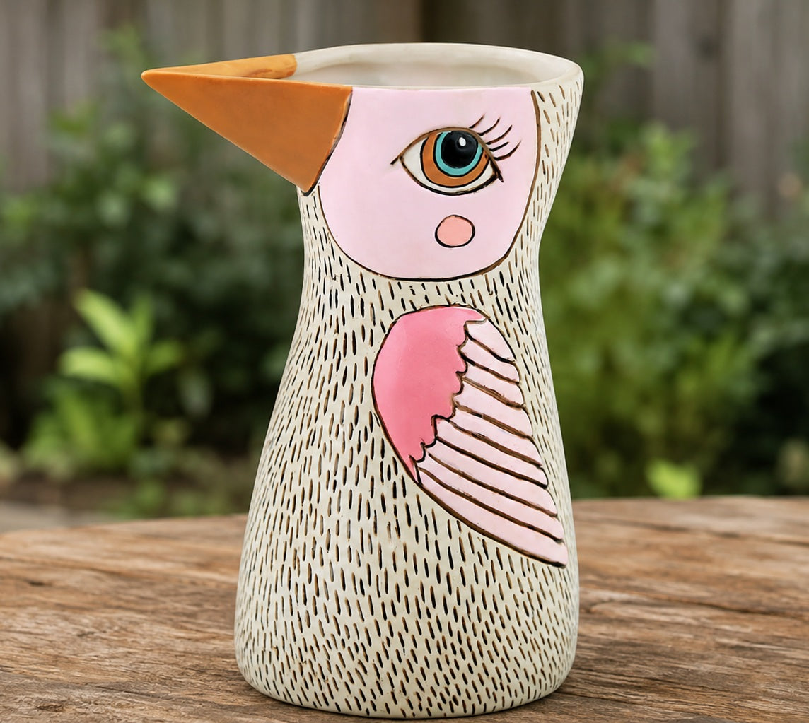 Allen Designs Watering Can Planter - Bird - White