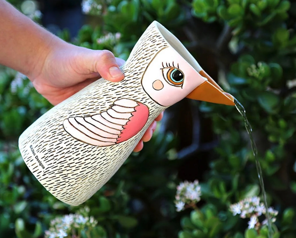 Allen Designs Watering Can Planter - Bird - White