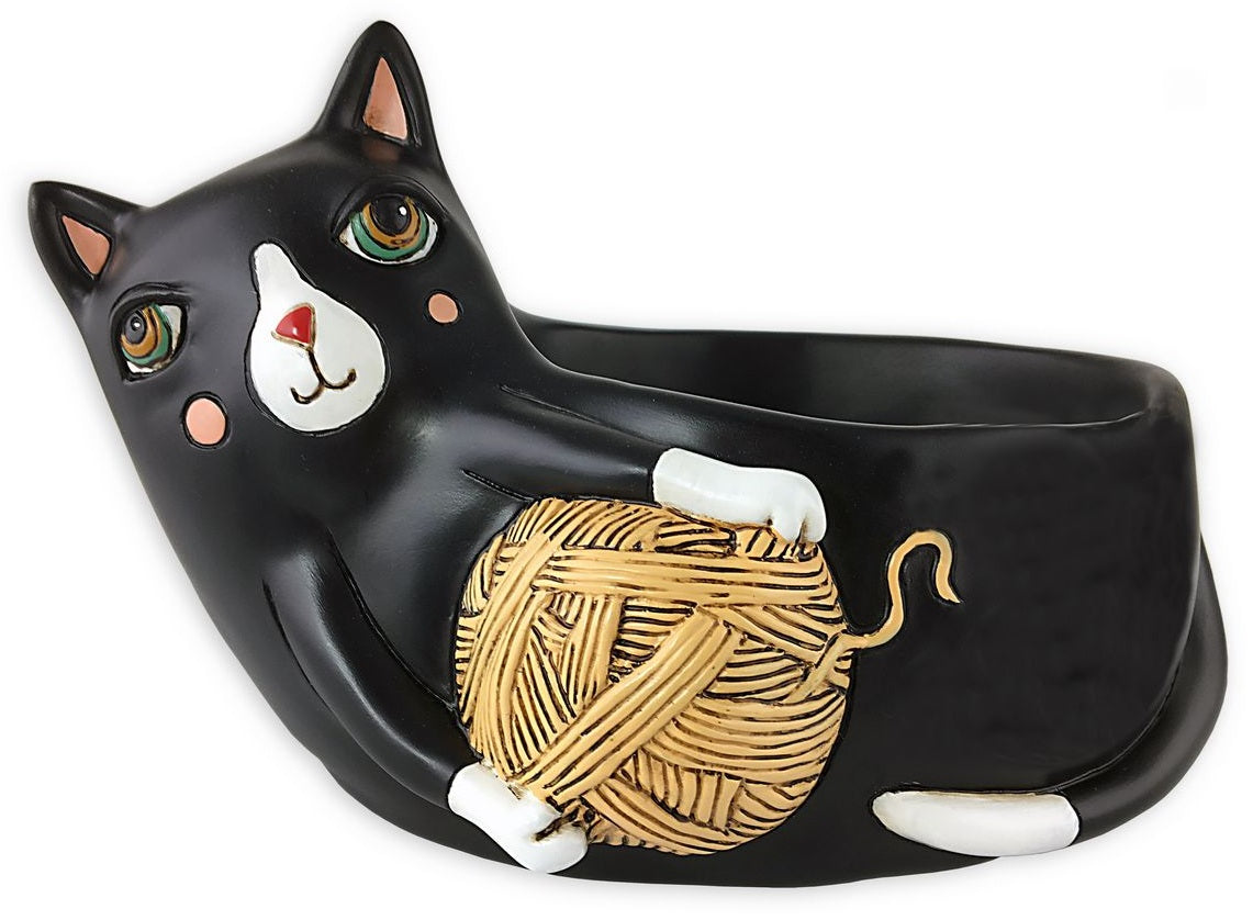 Cat With Yarn Planter - Black