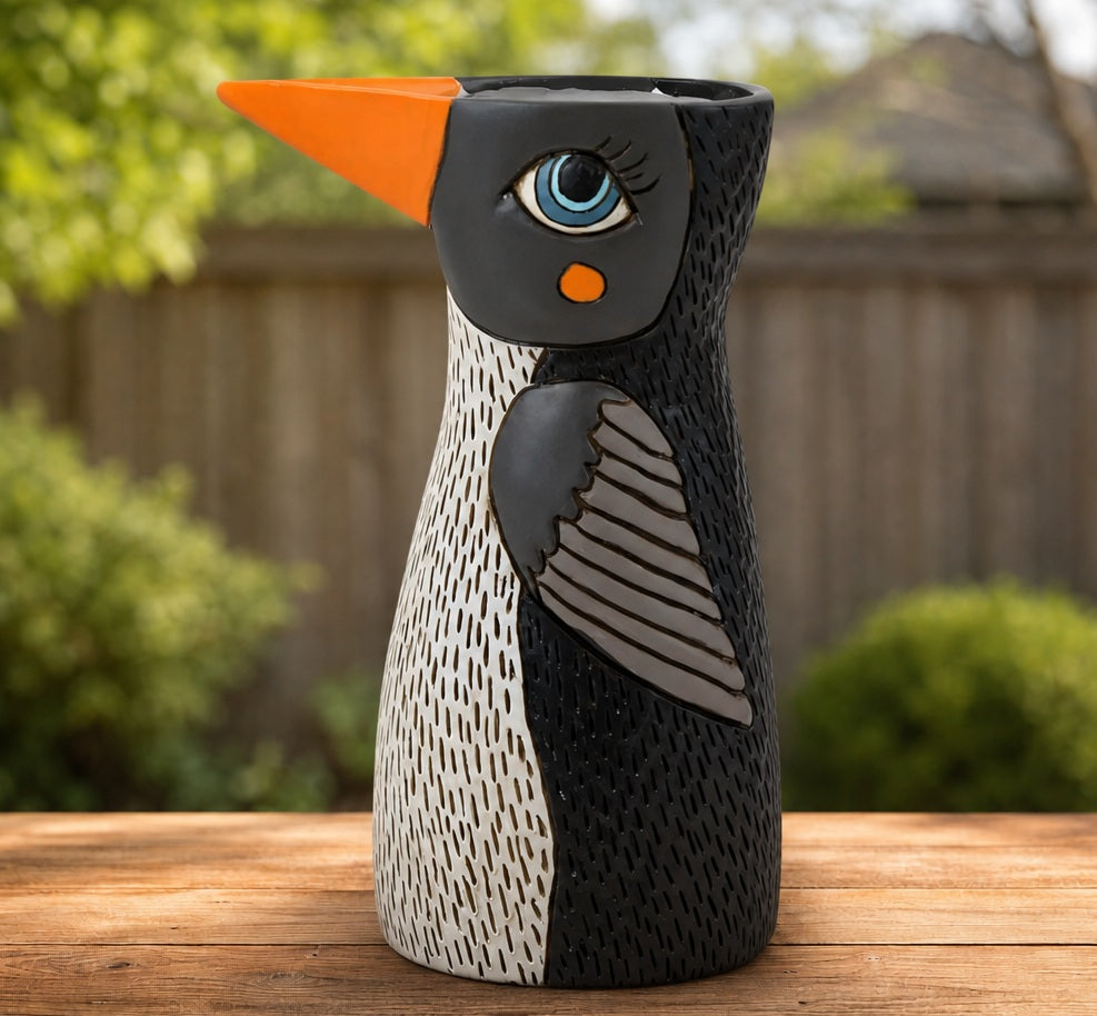 Allen Designs Watering Can Planter - Penguin - Black & White