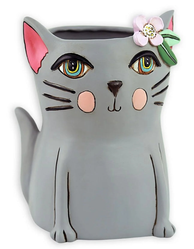 Allen Designs Planter - Pretty Kitty - Grey
