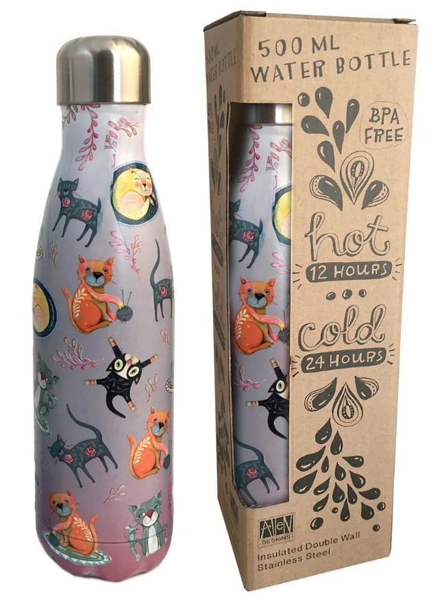 Allen Designs Double-Wall Insultated Water Bottle - Cat House