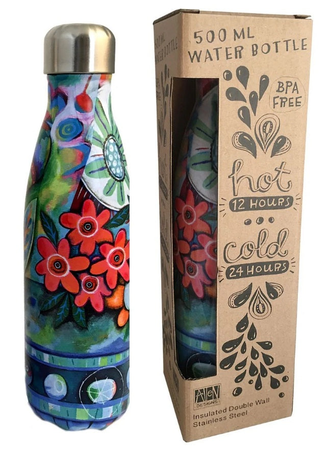 Allen Designs Double-Wall Insultated Water Bottle - Flowerblast