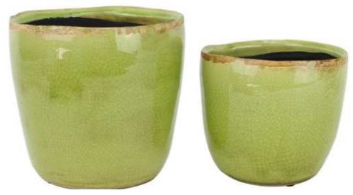 Tremargat Round Ceramic Pot - Green