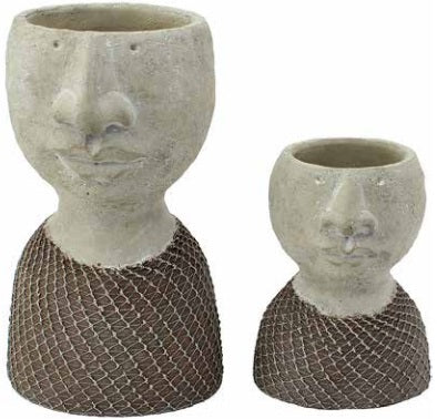 Head Planter With Brown Mesh Top