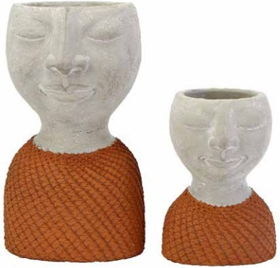 Head Planter With Orange Mesh Top