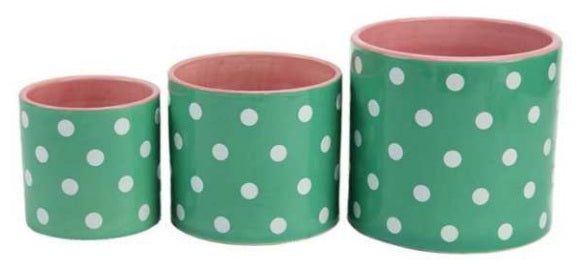 Polka Dot Planter - Teal/Pink
