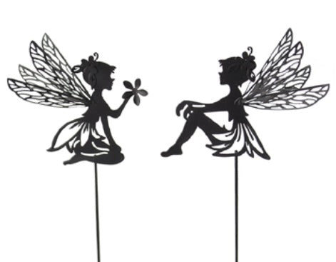 Sitting Fairy Stake Black