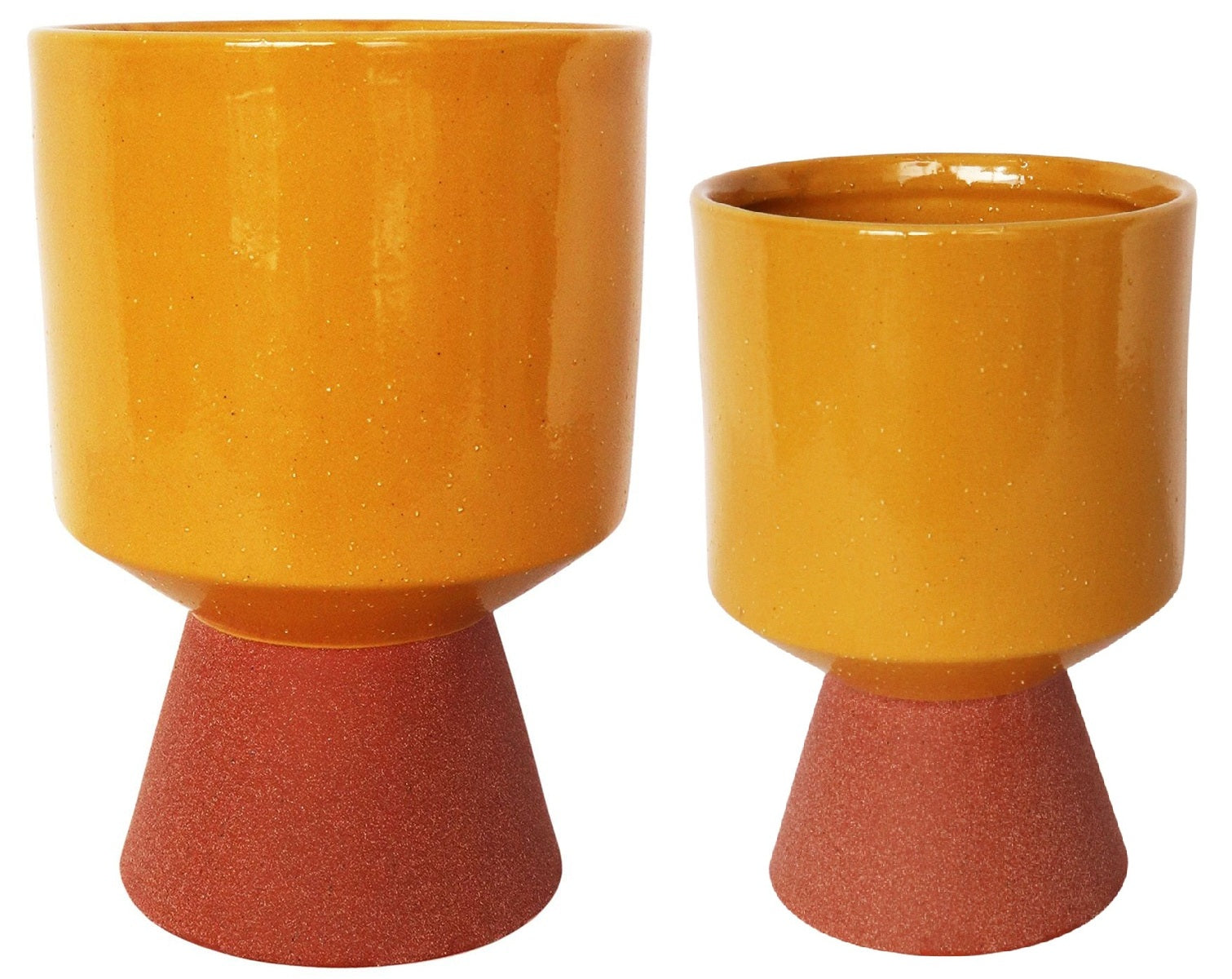 Brynn Tall Planter - Mustard and Terracotta