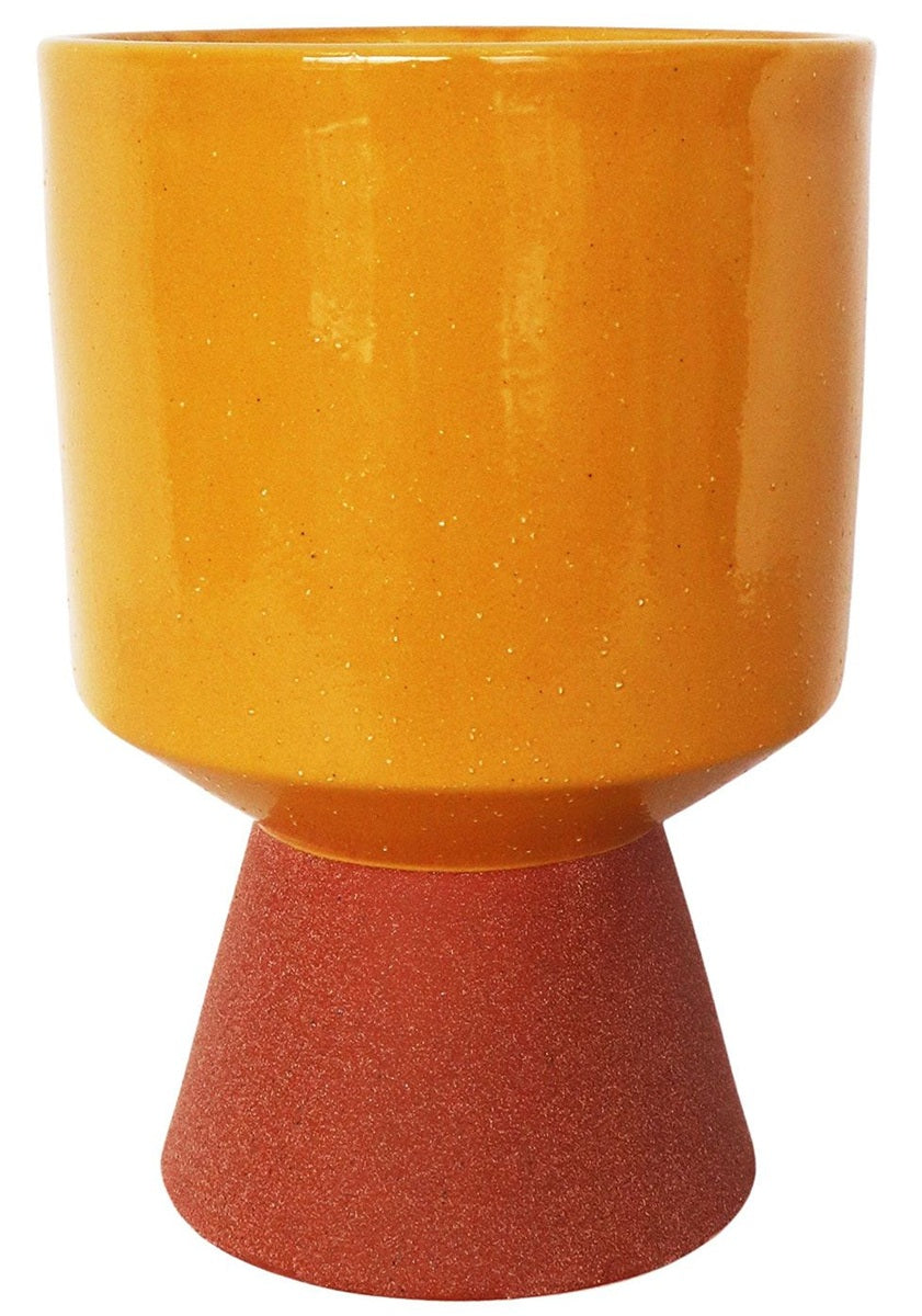 Brynn Tall Planter - Mustard and Terracotta