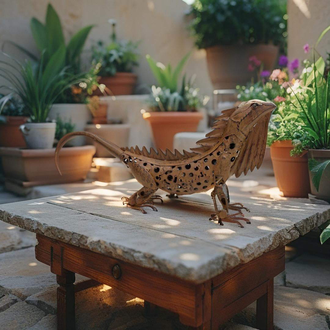Australian Bearded Dragon Statue - Rustic