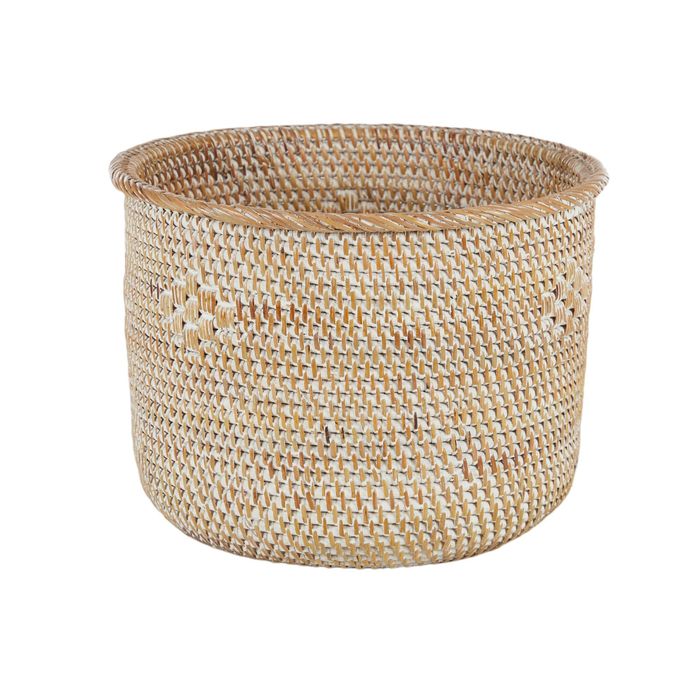 Averil Rattan Basket Planter White