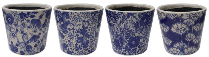 Vintage Blue And White Floral Planter