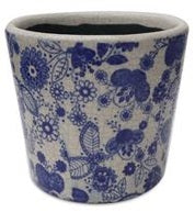 Vintage Blue And White Floral Planter