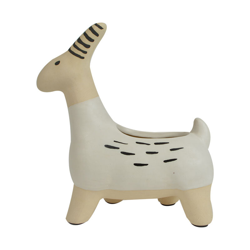 Iris Impala Ceramic Planter White Black