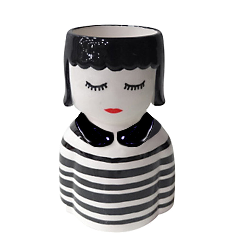 May Ceramic Planter White Black