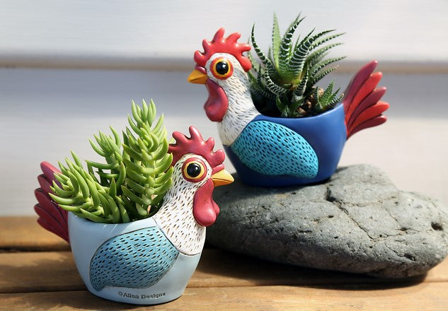 Baby Rooster Planter - Dark Blue