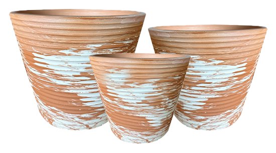 MARBLED TERRACOTTA TAPERED RIPPLE POT