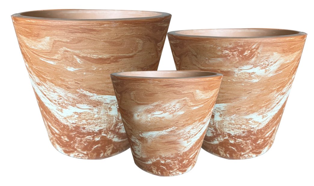 Marbled Terracotta Tapered Smooth Pot