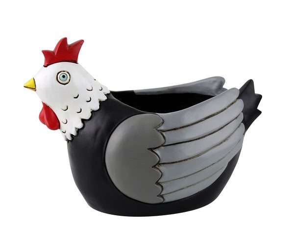 Chicken Planter - Black White