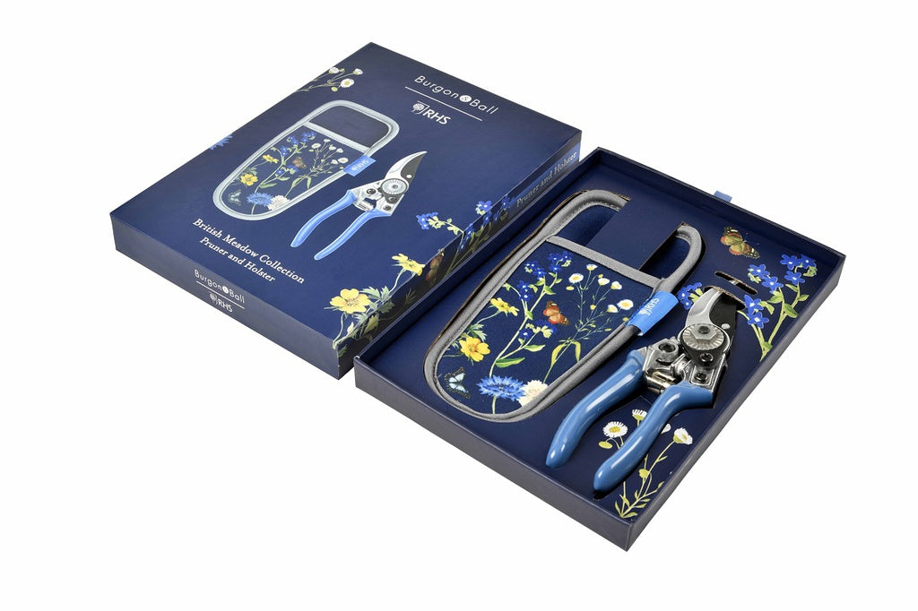 British Meadow Pocket Pruner And Holster Blue
