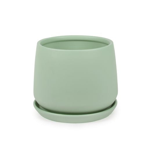 Round Taper Pot with Saucer - Matt Sage